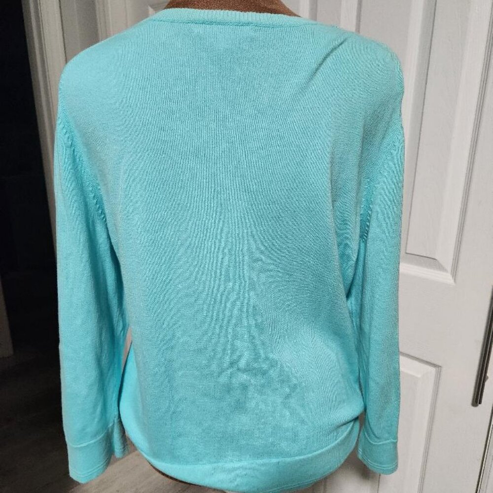 Lilly Pulitzer Women's Paley Beach Turquoise Cardigan Sz Large - Picture 7 of 9